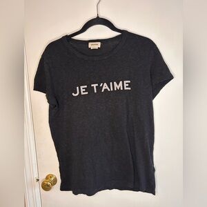 ZADIG & VOLTAIRE JE T’AIME BLACK TSHIRT SIZE MEDIUM